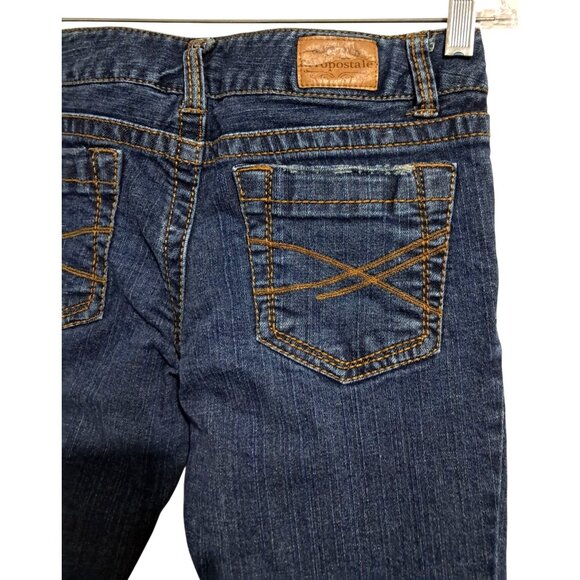 Aeropostale Bayla Skinny Low Rise Distressed Jeans Womens Sz 1/2 Reg Dark Wash - Picture 11 of 13